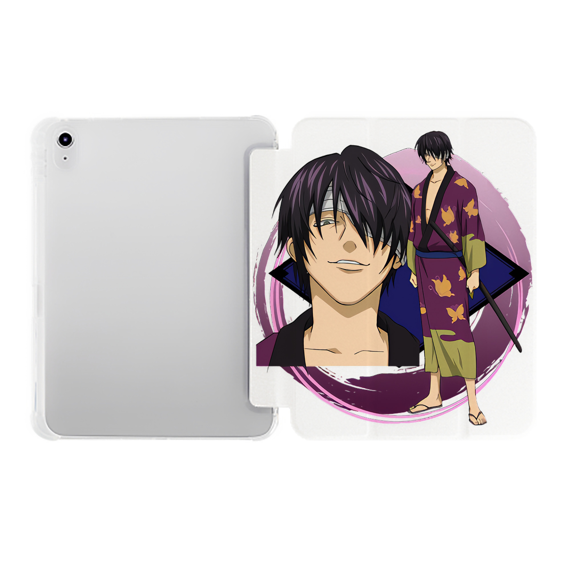 （画像用） ぎんたま 坂田銀時（さかたぎんとき） 神楽 志村新八（しむら しんぱち） GINTAMA Sakata Gintoki Kagura Shimura Shinpachi IPad ケース ペン収納付き 三つ折りスタンド PUレザー×シリコン 対応機種9.5/10.5/10.9インチ